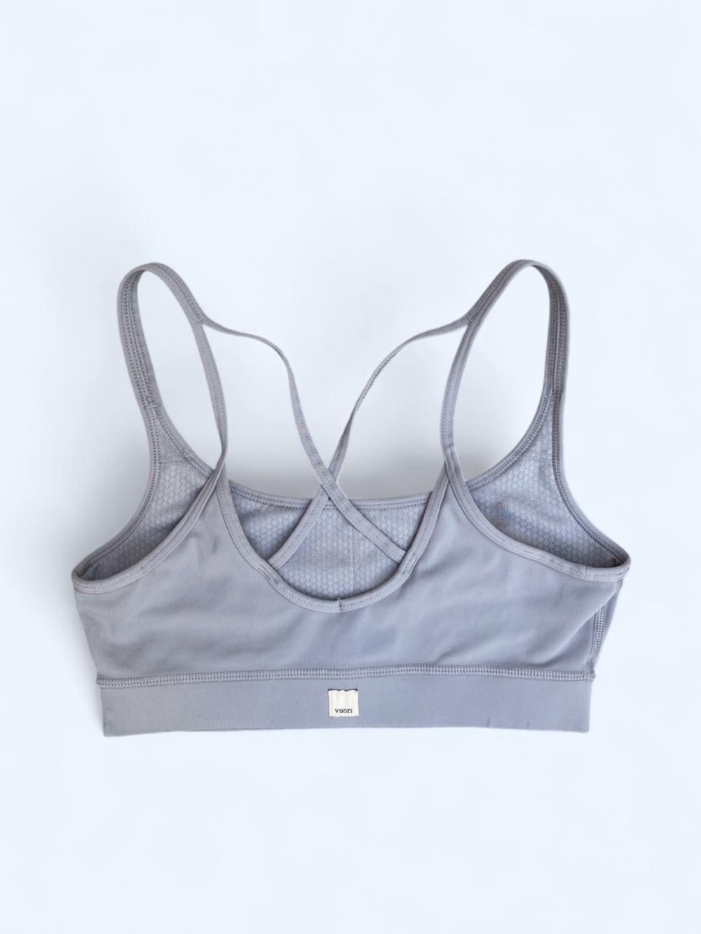 Vuori Gray Strappy Sports Bra yoga Pilates gym training loungewear activewear S